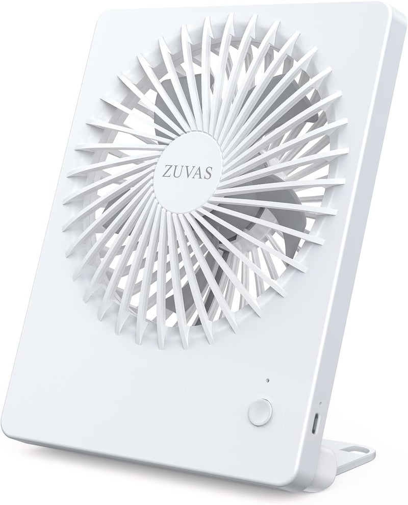 Zuvas Desk Fan Battery Operated Fan Rechargeable 180°Tilt Folding Personal Fan Ultra Quiet Small Portable 3 Speed Adjustable Strong Wind Fan For Office Bedroom Home Desktop Camping (White) - Image 1